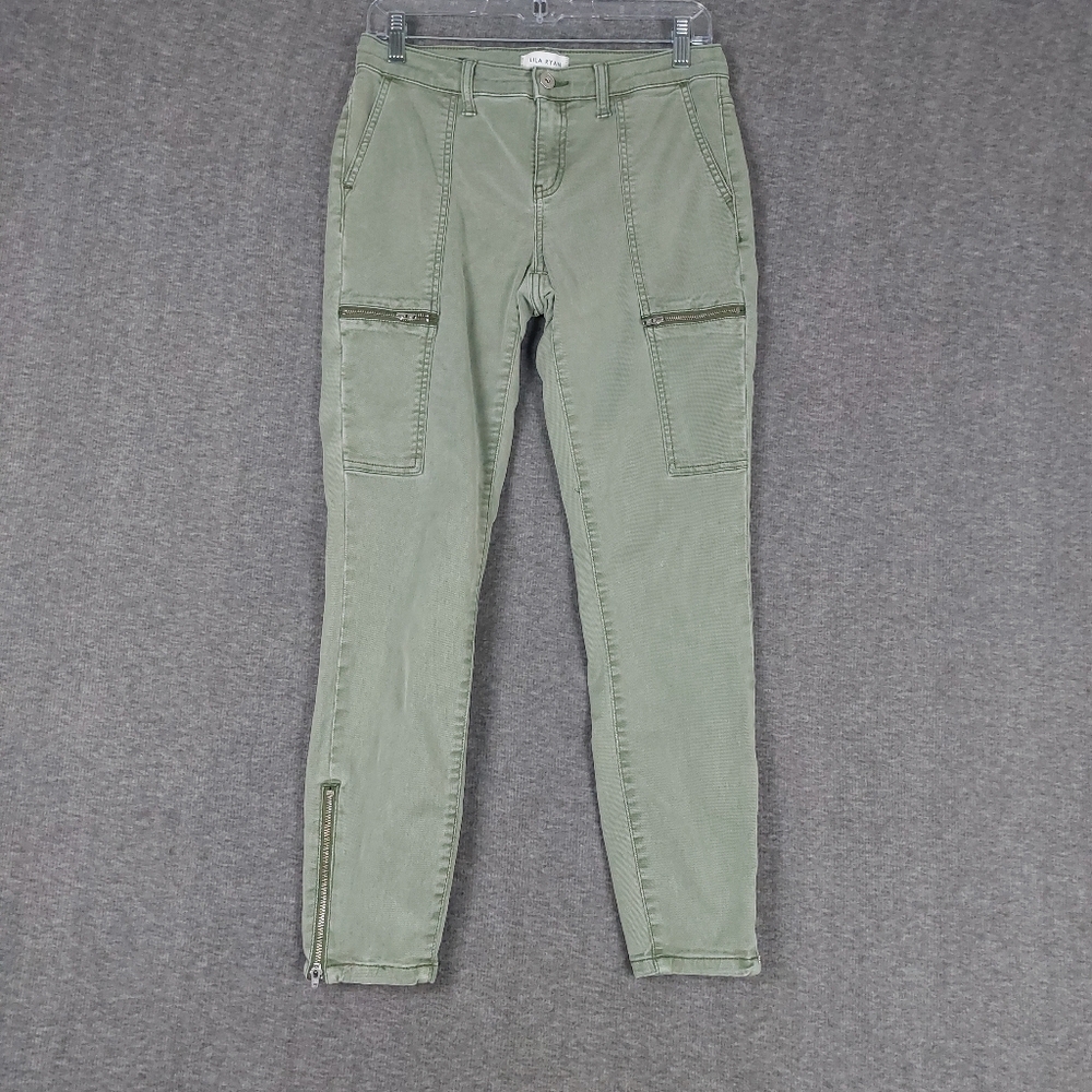 LILA RYAN WOMENS CYPRESS GREEN CARGO SKINNY ANKLE DENIM JEANS ZIPPER DETAIL 8